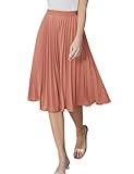 GRACE KARIN Röcke für Damen Faltenrock Hohe Taille Midi Rock Sommerrock Lang L cl2473-4/Braun