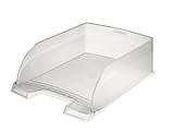 Leitz Briefkorb A4 Jumbo, Briefablage mit extra großem Fassungsvermögen in Premium-Qualität, Stapelbares Ablagefach als Schreibtisch-Organizer, Kombinierbar mit Plus-Serie, Transparent, 52330003