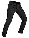 Wespornow Herren Wanderhose Wasserdicht Softshellhose Outdoorhose Thermohose Winddichte Skihose Warm Gefüttert Trekkinghose Schneehose für Wandern, Skifahren, Hundesport und Klettern (Schwarz, M)