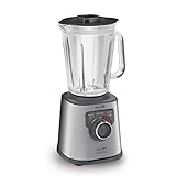 Krups KB403D Perfectmix + Hochleistungsstandmixer, 1.200W, 28.000 UpM, 2L Glasbehälter, 3 voreingestellte Programme, Powelix- Technologie, Edelstahl/Dunkelgrau