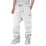 duxyoz Jogginghose für Jungen, Kinder-Jogginghose, Kordelzug, elastische Taille, Freizeithose, Winter, warm, volle Länge, athletische Hose, einfarbig, lockere Trainingshose, Schulhose, 3–12 Jahre, 01