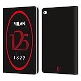 Head Case Designs Offizielle AC Milan Schwarz Logo 125-Jährigen Jubiläum Leder Brieftaschen Handyhülle Hülle Huelle kompatibel mit Apple iPad Air 2 (2014)