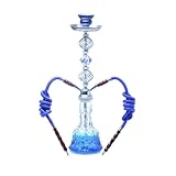 TDJDYQU 21' 2-Schlauch Shisha Hookah Set Tragbare Kristallglas-Wasserpfeife für Zuhause/Partygebrauch, Leicht Zu Reinigen & Langlebig (Blau,Schwarz)(Blue)