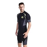 ZCCO Herren Shorty Neoprenanzüge 1,5 mm Premium Neopren-Reißverschluss Kurzarm zum Tauchen, Speerfischen, Schnorcheln, Surfen, Kanufahren (MS201-XL)