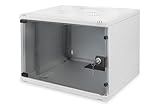 DIGITUS Netzwerk-Schrank 19 zoll 7 HE - unmontiert - Wandmontage - 400 mm Tiefe - Traglast 60 kg - Glastür - Grau