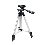 KICHOUSE 360Grad Höhenverstellbares Dreibeinstativ mit Drehung Universelle Halterung für DSLR Kameras Camcorder Smartphones Quick Release Platte Silberfarben