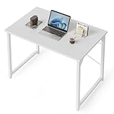 CubiCubi Schreibtisch, Kleiner Computertisch, 80 x 40 x 75 cm Bürotisch, für Arbeitszimmer, Schlafzimmer, Industrie-Design, Metallgestell, Weiß