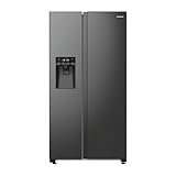 Hisense RS5P535NTFE Side-By-Side Kühl-Gefrier-Kombination, 376 Liter Kühlteil, 190 Liter Gefrierteil, Total NoFrost, Multi AirFlow, FastFreeze, Energieeffizienzklasse E, 178,6cm x 91,5cm, schwarz