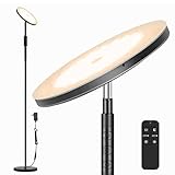 LED Stehlampe Wohnzimmer Dimmbar, 36W 3600LM Deckenfluter mit Fernbedienung & Touchsteuerung, 1-Minuten-Installation, Augenschonende Stehlampe Modern für Wohnzimmer,Büro,Esszimmer,Schlafzimmer(Schwarz