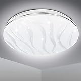 EXTRASTAR 33CM Led Deckenleuchte,24W Moderne Kaltweiß Deckenbeleuchtung 6500K,Weiße 1900LM Wellenstreifen，Deckenleuchte ist geeignet für Wohnzimmer, Küche, Bad usw.