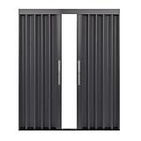 Multifold Akkordeon-Innentüren, zusammenklappbar, Schiebetüren, Raumteiler für Bad und Dusche, Aluminiumpaneel mit grauem Rahmen, Größen 61 cm - 152,4 cm, moderne platzsparende Lösung