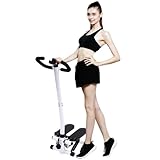 MINRS Stepper, Stepper für Zuhause 150kg mit Haltegriffen, Fitness Swing Stepper with LCD Screen Ideal zum Abnehmen, Formen und für das tägliche Training, Schwarz