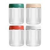 Flockenbehälter | Glasdosen mit luftdichten Deckeln - 4 Stück Vorratsgläser mit breiter Einfüllöffnung | Für Salate Saucen Snack Bohnen