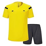 SHINESTONE Herren-Schiedsrichter-Trikot, für Fußball, Kurze Ärmel (Yellow, Medium)