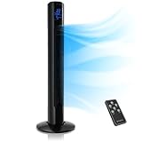 Brandson - Turmventilator mit Fernbedienung 96 cm - Preisträger 2025 - mobiler Lüfter leise - Standventilator Oszilation - 3 Geschwindigkeiten 4 Modi Timer - Ventilator mit GS - Kosmosschwarz