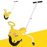 RIDEONMOP Hand-Push-Einrads für Kinder, 3in1 leichte Eltern-Kind Einradfahrzeuge mit Handläufen/Hilfsrädern, Kinder-Einrad-Fahrräder, Einrad-Balance-Bikes,Gelb