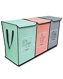 NYIKA Recycling System - Altglas Sammelbehälter - Pfandflaschen Aufbewahrung - Leergut Sammelbehälter - Mülltrennsystem 3fach - Mülltrennsystem - Altpapier Sammler (leicht mediterran)