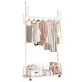 Garderobenständer im Industrie-Stil, mit Rollen, maximale Traglast 45,4 kg, platzsparend, stehend, Metall, Kleiderständer für Flur, 60/80/100 cm x 30 cm x 174 cm Garderobenstange