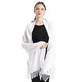 vimate Weiße Pashmina Tücher und Wickel, Frauen Pashmina Schals und Tücher für Abendkleider Brauthochzeiten (DE-White)