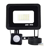 LED Strahler mit Bewegungsmelder Außen,20W Strahler mit bewegungsmelder Aussen,2000LM Außenstrahler 6500K Kaltweiß Superhell Scheinwerfer,ldeale Aussenleuchte für Garten,Innenhöfe,Garage,Haus,Hotel.