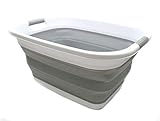 SAMMART 31L Wäschekorb/Wanne – Faltbare Aufbewahrungsbox/Organizer – tragbarer Wäschekorb – platzsparender Wäschekorb – Auto Kofferraum Aufbewahrungsbox (Grau)