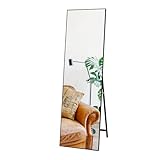 Hoikwo 140x41cm Standspiegel Ganzkörperspiegel mit Ständer, Vertikaler Wandspiegel für Schlafzimmer, Wohnzimmer, Ankleidezimmer, Flur(Schwarz Ankleidespiegel)
