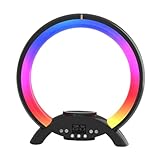 Kabelloses LED-Lautsprecher-Ladegerät – Tischlampe, G-Form, kabelloses Lautsprecher-Ladegerät mit LED-Licht | Nachttischlampe mit Wecker, Musikwiedergabe, rundes Stimmungslicht