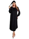 Yyuihri Damen Nachthemd Langarm Mit Mütze 2er Set Rüschen Schlafkleid Lang Vintage Viktorianische Nachtwäsche Karneval Fasching Schwarz M