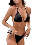 Evolyline Triangel Bikini Damen Set Sexy, Brazilian Ties-up Neckholder, String Tanga Push Up Shape Bademode Low Waist Zweiteiliger Badeanzug