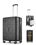 Sea choice Hartschalenkoffer Erweiterbar Koffer mit Getränkehalter und Handyhalter Reisekoffer in PC Leise Rollen und Bremse Handgepäck Trolley mit Orchideen Druck und TSA Schloss