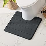 MIULEE Badematte Memoryschaum Badteppich U Förmige Duschvorleger Teppich Badvorleger Badezimmerteppich Duschmatte Deko Fussmatte rutschfeste Matte für Badezimmer Toilett WC 45x45 cm Dunkelgrau