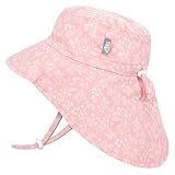 Jan & Jul Mädchen Baumwoll-Sonnenhut mit Nackenschutz, Verstellbarer Strandhut für Kleinkinder (L: 2-5 Jahre, Pink Prairie)