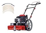 Scheppach HMP161-56 Benzin Wiesenmäher Hochgrasmäher 800 m2/h | 56 cm Schnittbreite | 4,1PS / 3kW | Höhenverstellung 40–95mm | Seilzugstarter | Motorsense Rasentrimmer Rasenmäher inkl. 10x Ersatzfäden