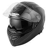 JDC Motorradhelm Full Face - Einziehbares Doppelvisier ECE 22.06 - Sabre - Schwarz - L