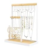 VFANDV Schmuckständer Schmuckhalter, Schmuckbaum-Kettenhalter mit Aufbewahrungsbasis, Schmuckaufbewahrung Kettenhalter Jewelry Stand Kettenaufbewahrungsständer für Halsketten, Armbänder, Ringe, Weiß
