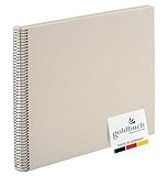goldbuch 25 323 Spiralalbum Bella Vista, Foto Album 35 x 30 x 1,5 cm - Spirale ⌀ 2,8 cm, Fotoalbum, 40 weiße Seiten, Erinnerungsalbum aus Leinen, Fotobuch für Bilder und Fotos zum Einkleben, Sandgrau