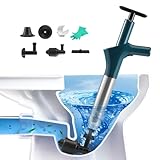 Verstopfte Toilette, Druckluft Rohrreiniger mit Handschuhe Pressluft Pümpel Abflussreiniger Pumpe mit 4 Saugnäpfen Rohrfrei Abflusspumpe WC Verstopfung Beseitigen Toilette Verstopft Küchen (Blau)