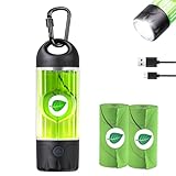 Tubasion Hunde kotbeutelspender mit Taschenlampe 7-Farben, USB-C Wiederaufladbar kotbeutelhalter, IPX6 Wasserdicht Hundekotbeutel Hundelicht Für Leine, Gassigehen mit 30 Home Kompostierbar Maisstärke