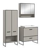 xonox.home Bad Bagno X7BL5B01 Badkombination Badset Badmöbel-Set in Kaschmir Nb., ca. 154x192x48 cm