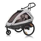 LIONELO CAMA Kinderanhänger 2-in-1 Fahrradanhänger mit Kinderwagenfunktion für 1 oder 2 Kinder im Alter von 6 Monaten bis 6 Jahren Gewicht 2x22 kg, Federung, große Räder Wasserdichtes Verdeck