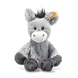 Steiff Kuscheltier Dinkie Esel, Süßes Stofftier mit Kunststoffaugen, Kinder, Jungen & Mädchen, Friends, Plüschtier 20 cm, Hellgrau, 073922