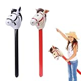 2 Stück Steckenpferd, Steckenpferde, Steckenpferd Kinder, Hobby Horsing, Aufblasbares Stabpferd Party Props Party Supplies, Themenparty Festival Cosplay Für Weihnachten (Beige+schwarz)