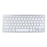 ASHATA Ultradünne Bluetooth-Tastatur in Silber, Tragbare Russische oder Arabische Englische Zweisprachige Tastatur für PC, Laptop, Tablet, Handy, Smartphone, Pad, Scherenfüße (Russisch)