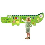 Monläurd® Krokodil-Montessori-Brett, sensorisches Brett, Lernspielzeug, Aktivitätswürfel, Wandspielzeug, Kindertagesstättenmöbel, Spielzimmermöbel, interaktives Spielzeug, Holzspielzeug, Lernspielzeug
