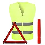 ZenHuaXinTon 2in1 Warndreieck Set für KFZ/Motorrad – Auto Warndreieck & Warnweste mit 360° Reflektion, Faltbares Pannendreieck in Kompakt-Tasche