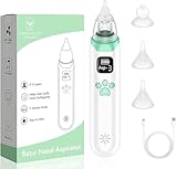 Baby Nasensauger mit 3 Saugstufen, integrierter Musik, LCD-Display, wiederaufladbar, 0-12 Jahre, Weiß/Mintgrün