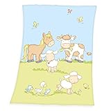 Herding Fynn Babydecke, Bauernhof Motiv, 75 x 100 cm, Microfaserflausch, Mehrfarbig