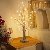 Christmas LED Baum Dekolicht, Weihnachtsbaum Künstlich mit 24 Deko Lampe Leuchtzweige, LED Baum Lichter, Verstellbare Äste, für weihnachtsdeko,wohnzimmer baum deko(60cm)-Warmweiß