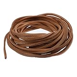 Nogeqi Lederband 3mm x 5 m Lederriemen Meterware Echtes Leder Lederband für Ketten, Braun Lederbänder, Flache Lederschnur Lederschnürsenkel Basteln für DIY Halskette Armband Schmuck