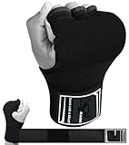 BEAST RAGE Boxbandagen Herren, Gelhandschuhe MMA 75 cm lang Boxbandagen elastisch, gepolstert Gel Innenhandschuhe Boxen, Boxsack, Training Muay Thai, Handbandagen Kinder (Schwarz, S (Adult))